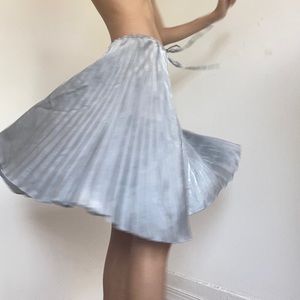 silver blue flowy pleated skirt